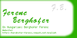 ferenc berghofer business card